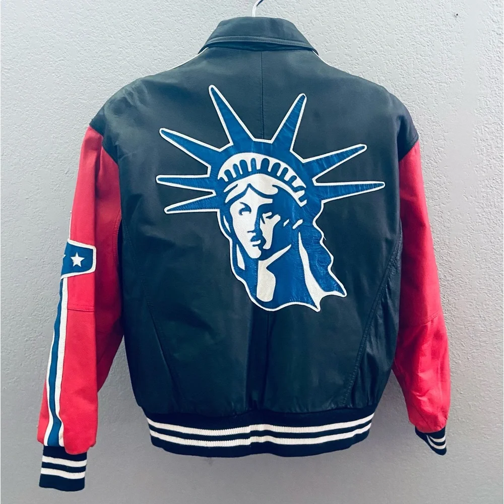 Michael Hoban WhereMI Vintage USA Statue of Liberty Leather Jacket🗽