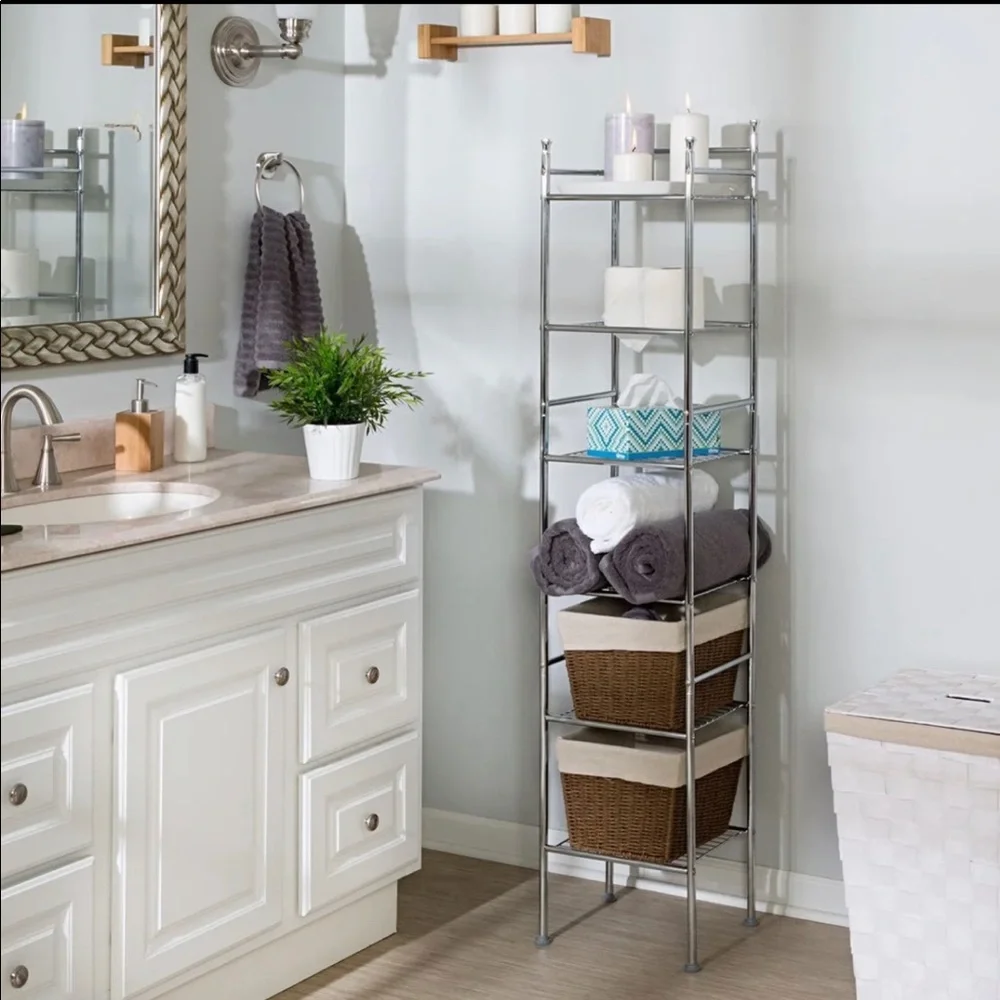 🎁 new - 6 Tier Chrome Bathroom Storage Shelving