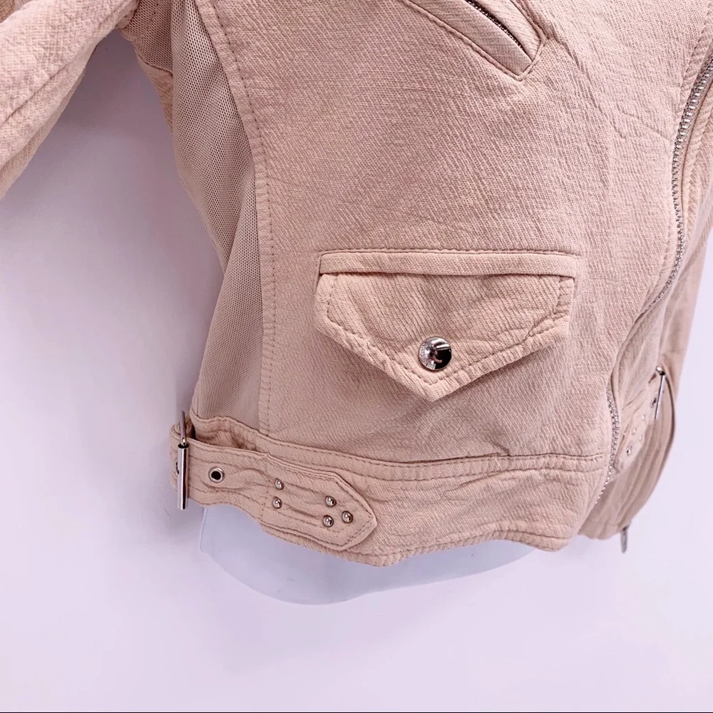 Blank NYC Tan Moto Jacket Size XS