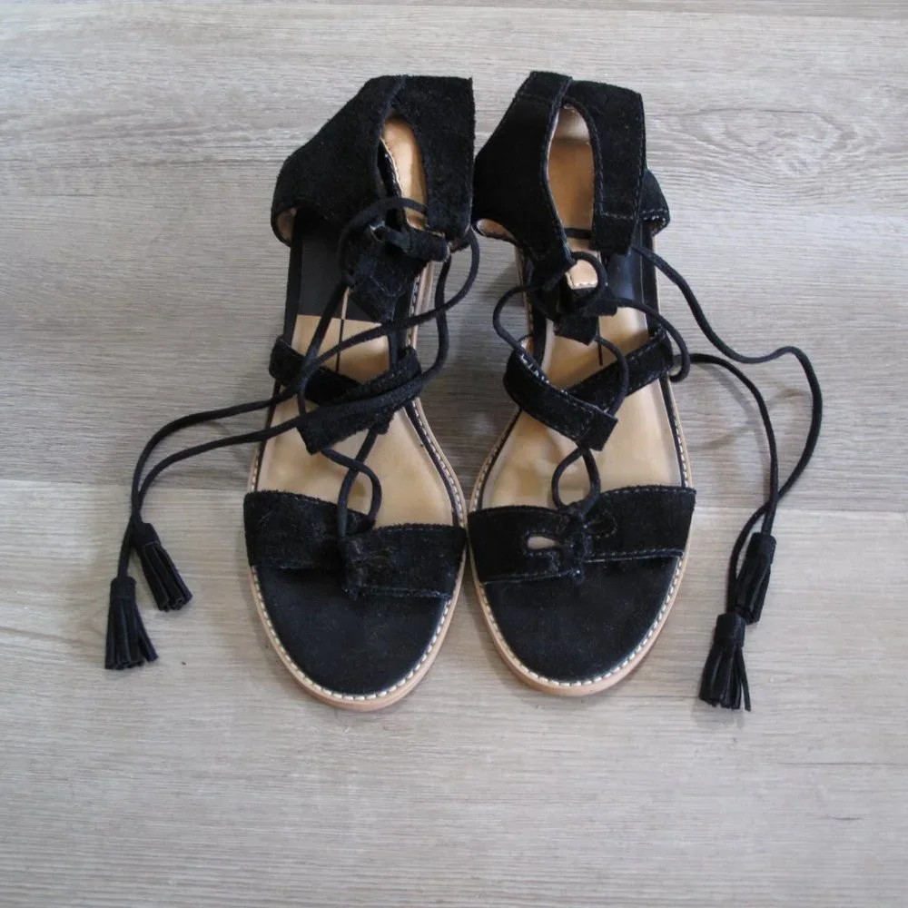 DOLCE VITA Black Suede Lace Up Sandals