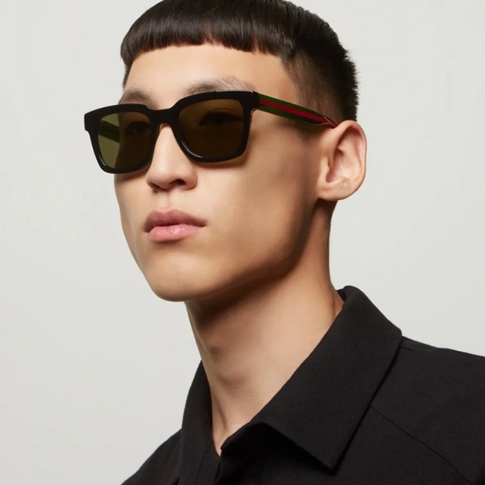 💯- New Authentic Gucci Gucci GG0001SN 002 Black/GREEN/ Red Sunglasses