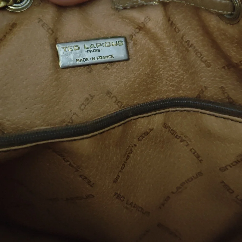 TED LAPIDUS Paris Monogram Leather Drawstring Bucket Crossbody Shoulder Bag