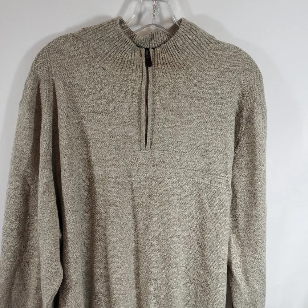 Vintage Dockers Mens Sweater Quarter Zip High Collar Brown Tan Pullover Sz XXL