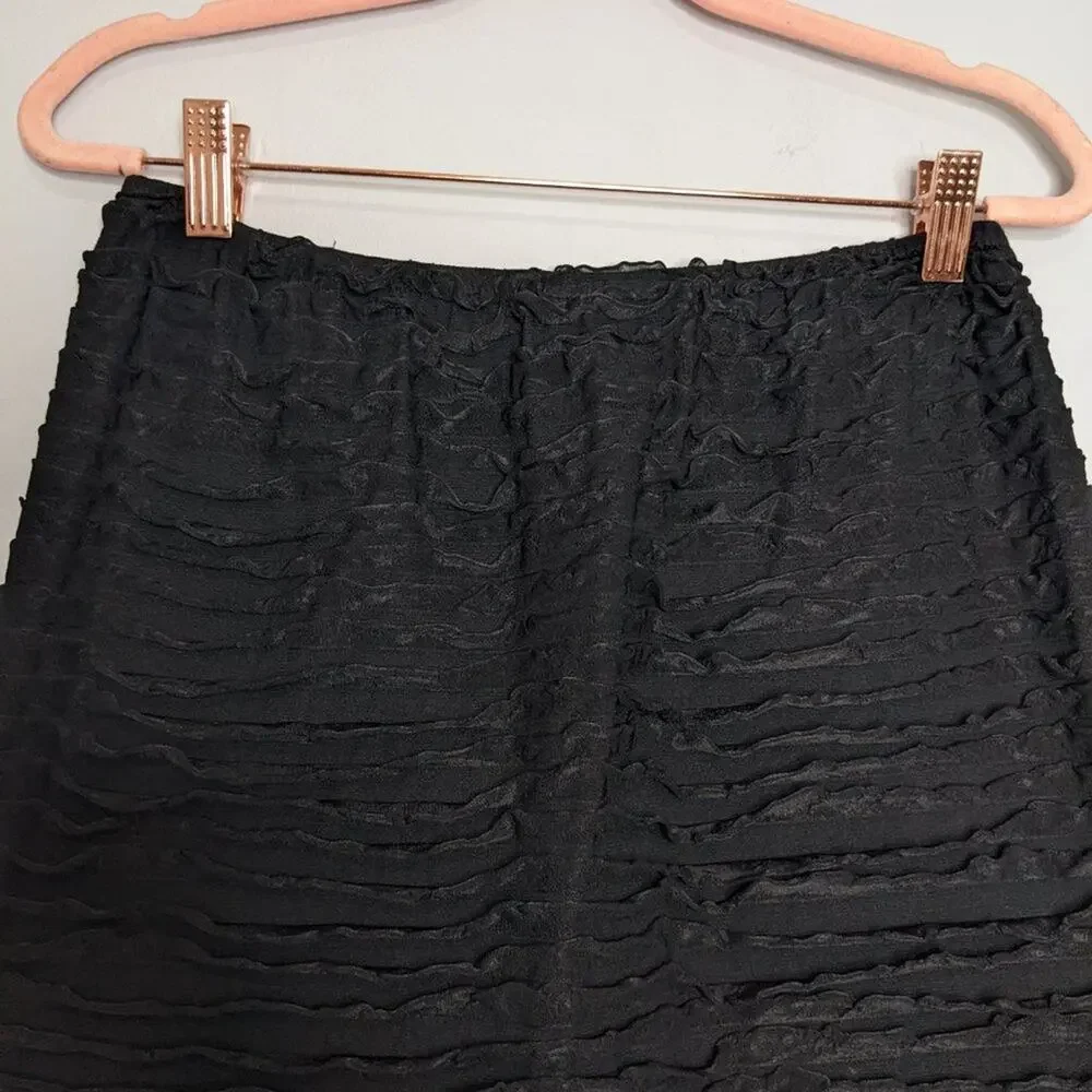 HANNA for La Journee Black Textured Maxi Skirt Pull On Vintage Size S