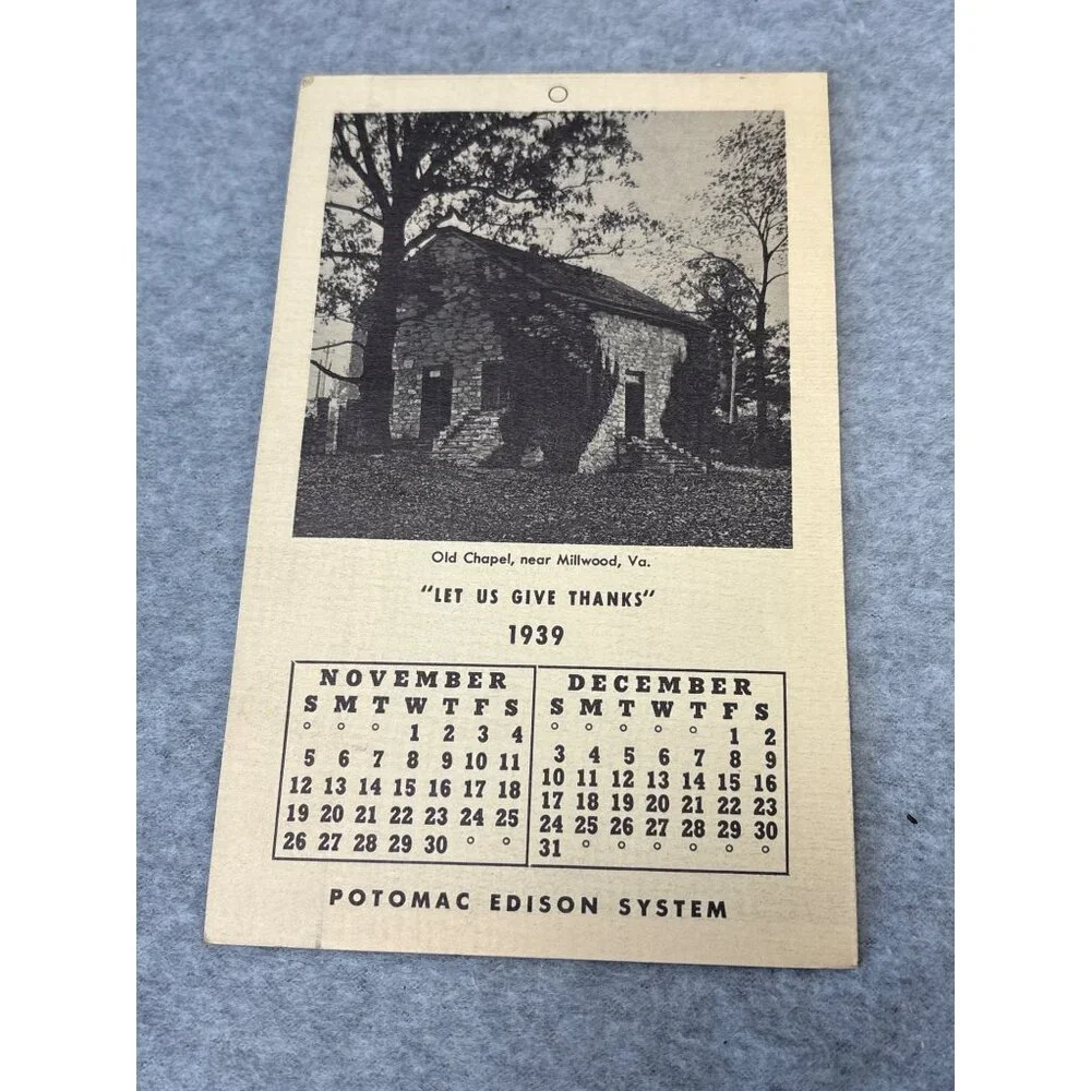 Vintage Thanksgiving 1939 Potomac Edison System Calendar Brochure Pilgrim Colony