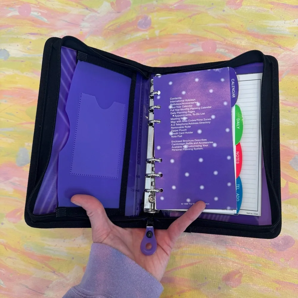 NEW Unused MEAD BRIGHTS 90’s Purple and Black Zippered Binder Planner