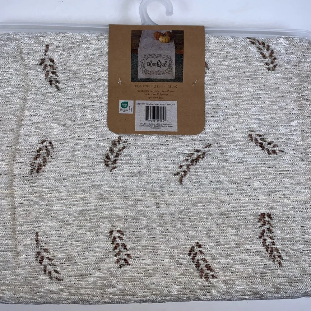 Harvest Wheat Embroidered Fall Table Runner 13”x72” NWT (Q238-240)