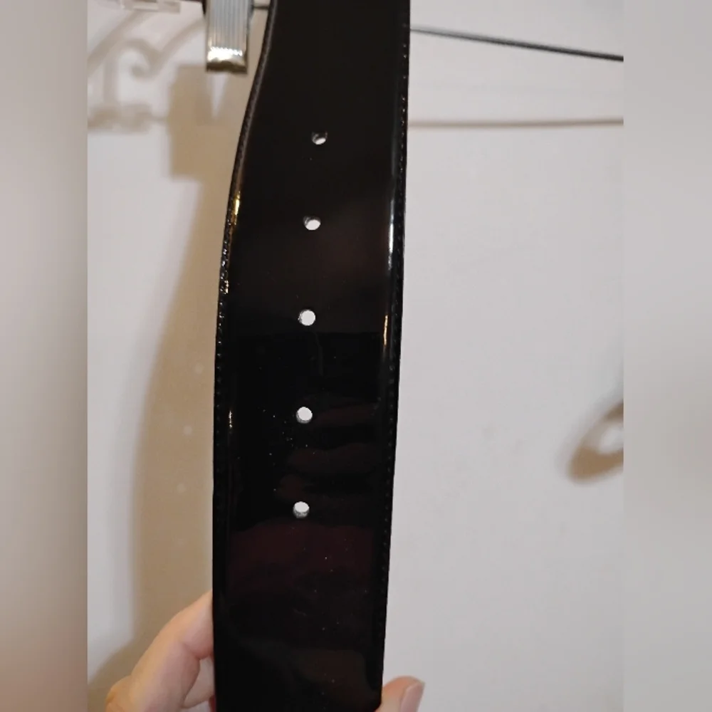 Retro Elegant Black Lacquer Wide Belt S