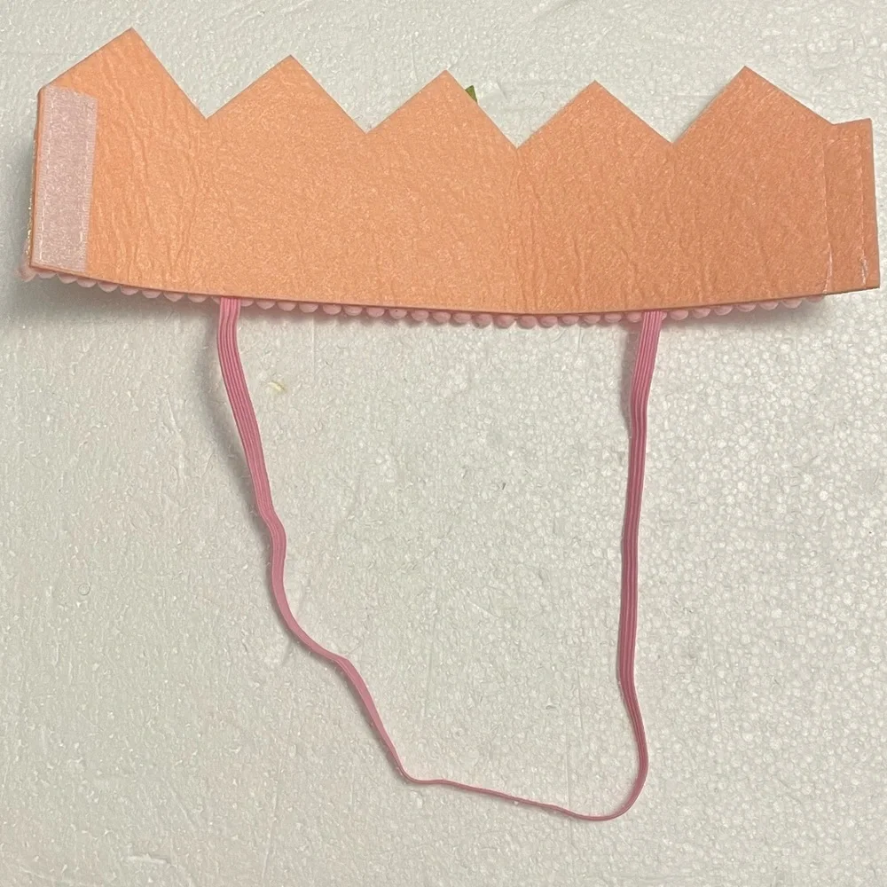 EUC, Party Hat for Baby Girls 1st Birthday Party Pink & White Adjustable Crown