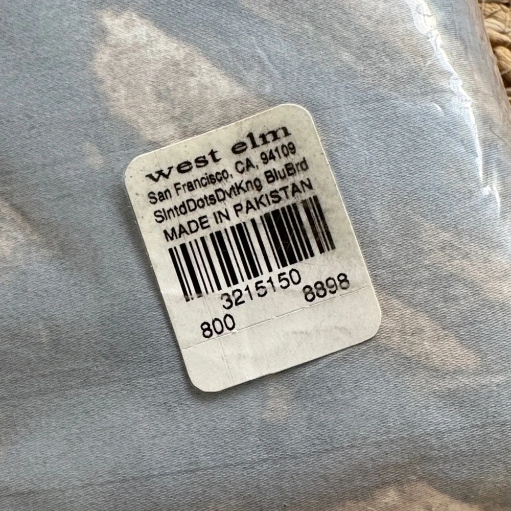 West Elm Organic Duvet Cover in Blue and White