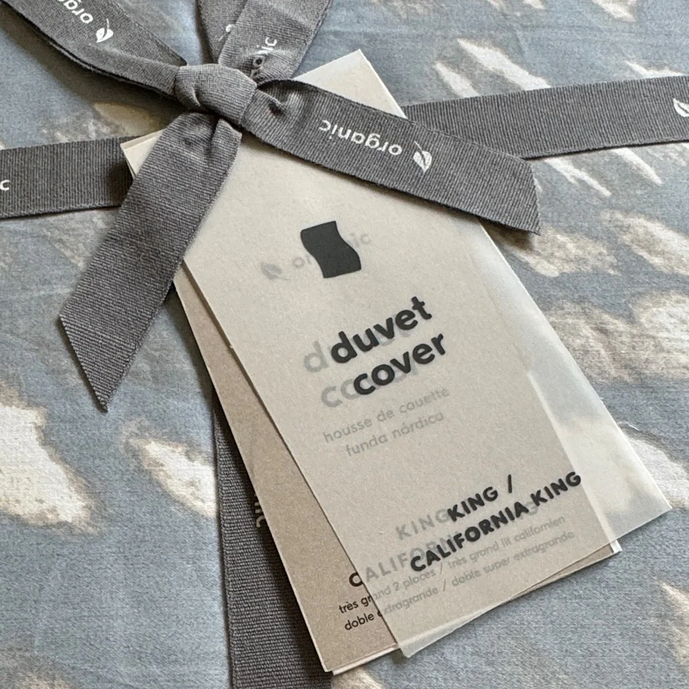 West Elm Organic Duvet Cover in Blue and White