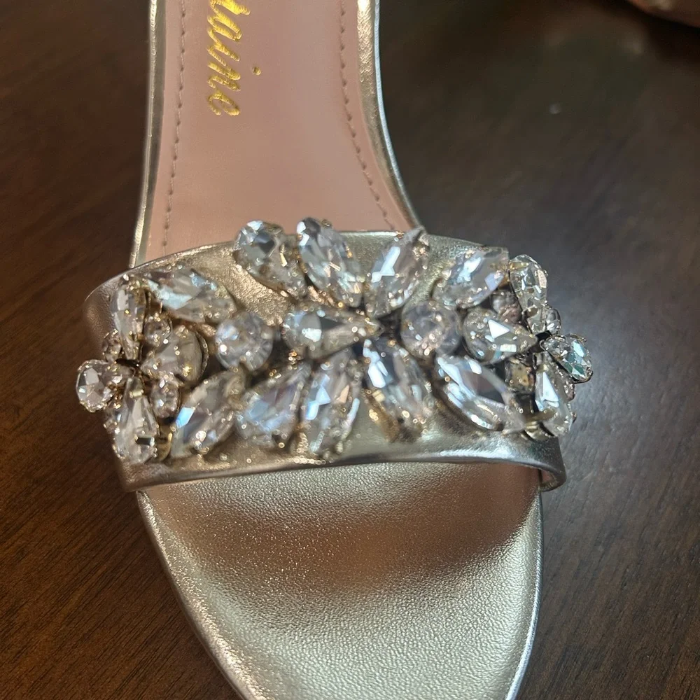 Lauren Lorraine Gold Crystal Embellished Heels