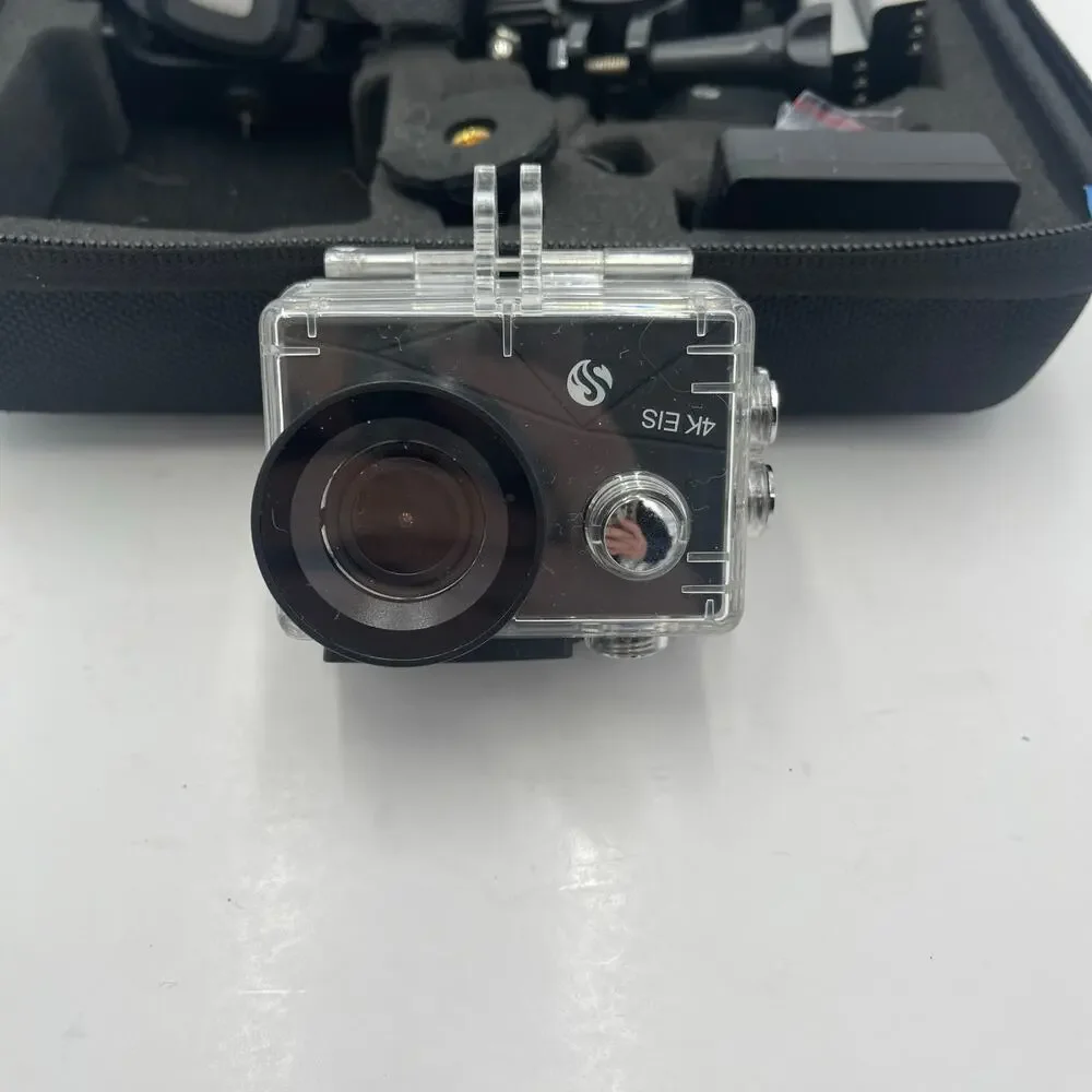 HLS Waterproof Action Video Camera 4K With 2 Batteries, Accessories, Case TESTED