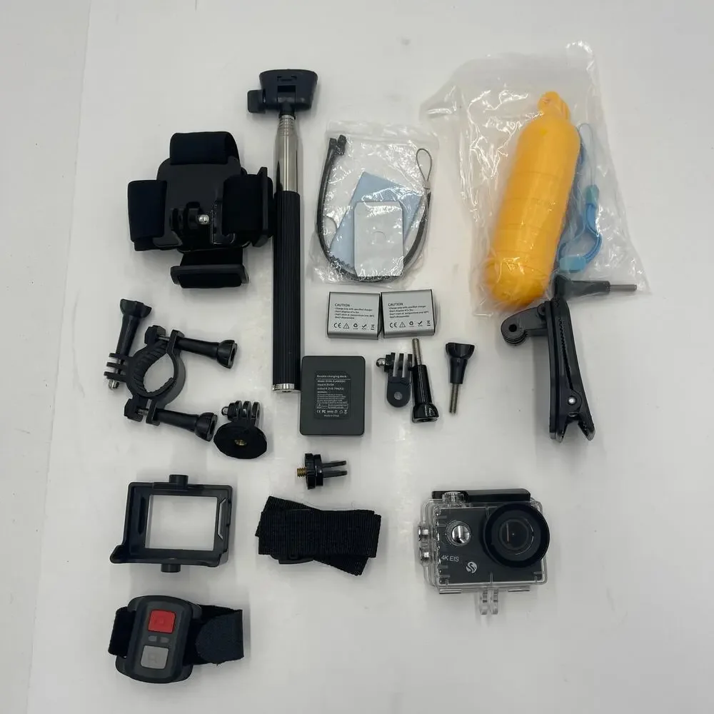 HLS Waterproof Action Video Camera 4K With 2 Batteries, Accessories, Case TESTED