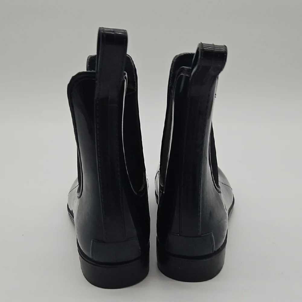 Nine West Glossy Navy Blue Slip On Rubber Boots