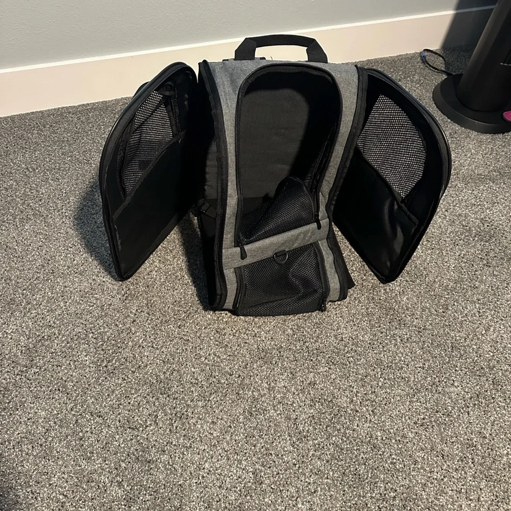 Apollo gray and black pet carrier backpack