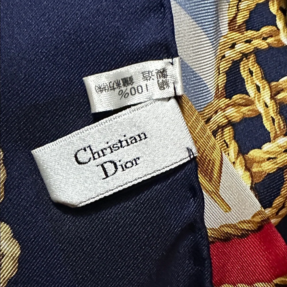 Christian Dior Nautical Themed Silk Scarf red white blue gold