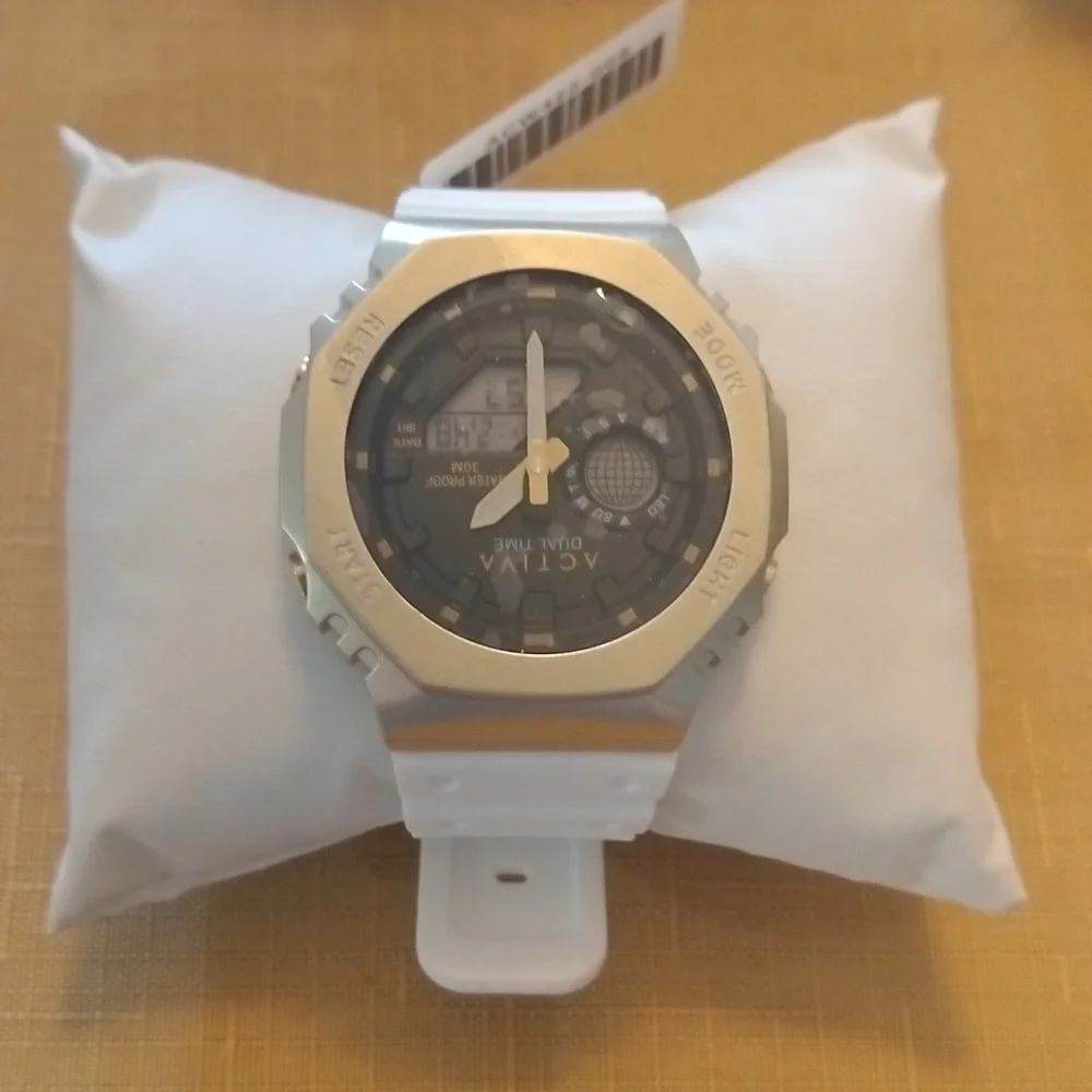 Ativa Dual Time Silver and Black Smartwatch Wrist Band White .