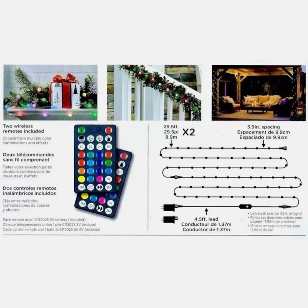 Enbrighten Color-Changing LED Bubble Lights Set of 2 Remote RGB IndoorOutdoor OB