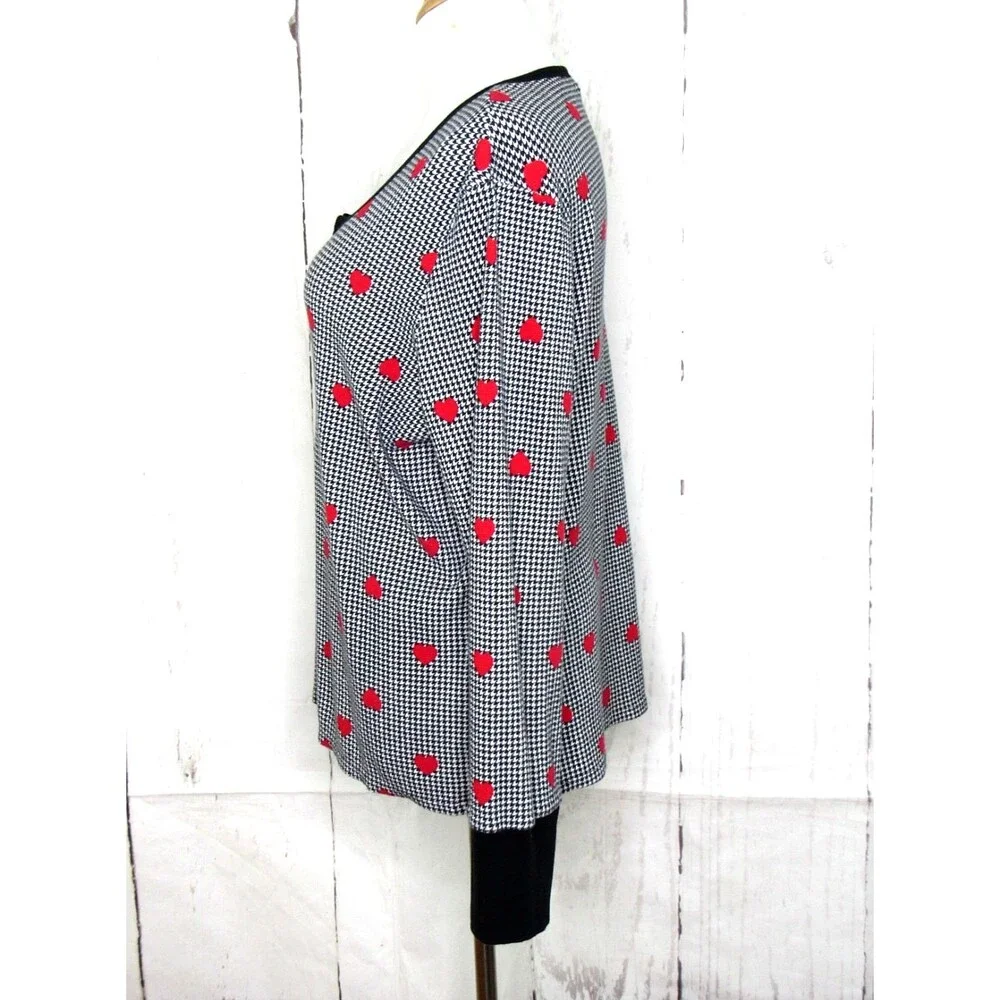 Victoria’s Secret Thermal Waffle Pajama Top Houndstooth Heart Stretch Size XXL