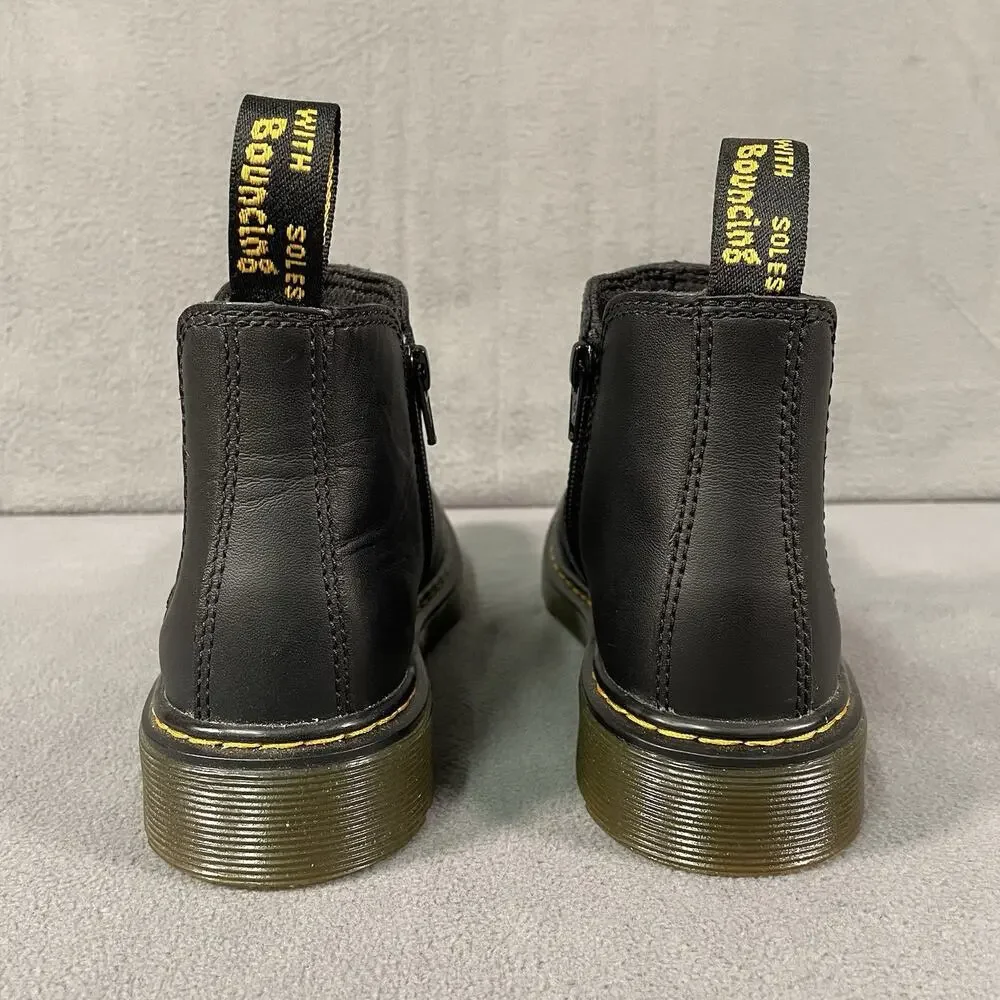 Dr Martens 2976 J Chelsea Boots Black Kids US 3 Youth Slip On Side Zip