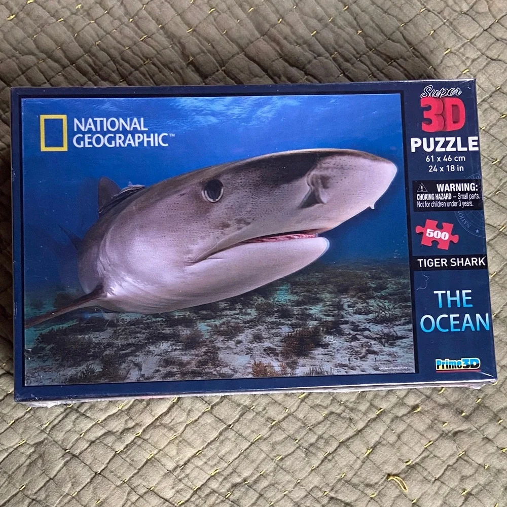 🏷️ National Geographic 3D 500 Pcs. Tiger Shark Puzzle Still Sealed Aged 6+