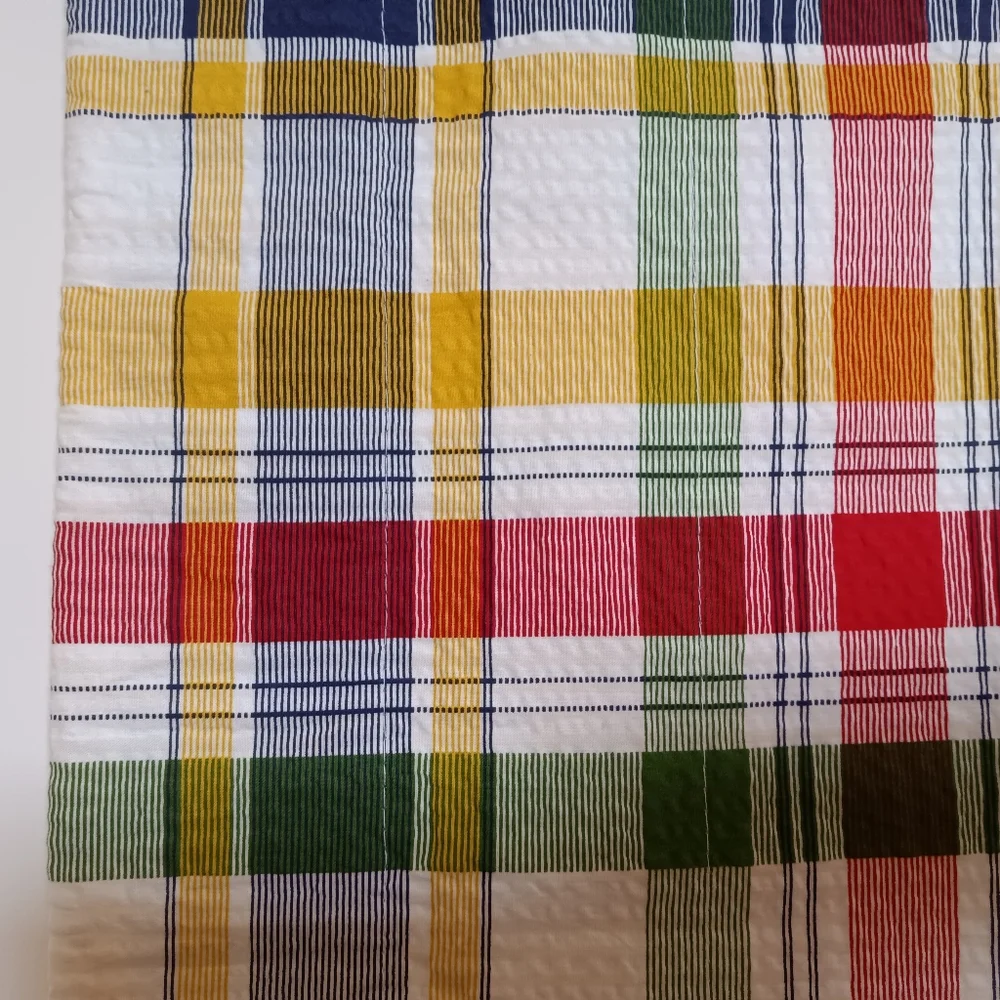 Vintage Croscill Seersucker Plaid Brights Window Valance Made In USA