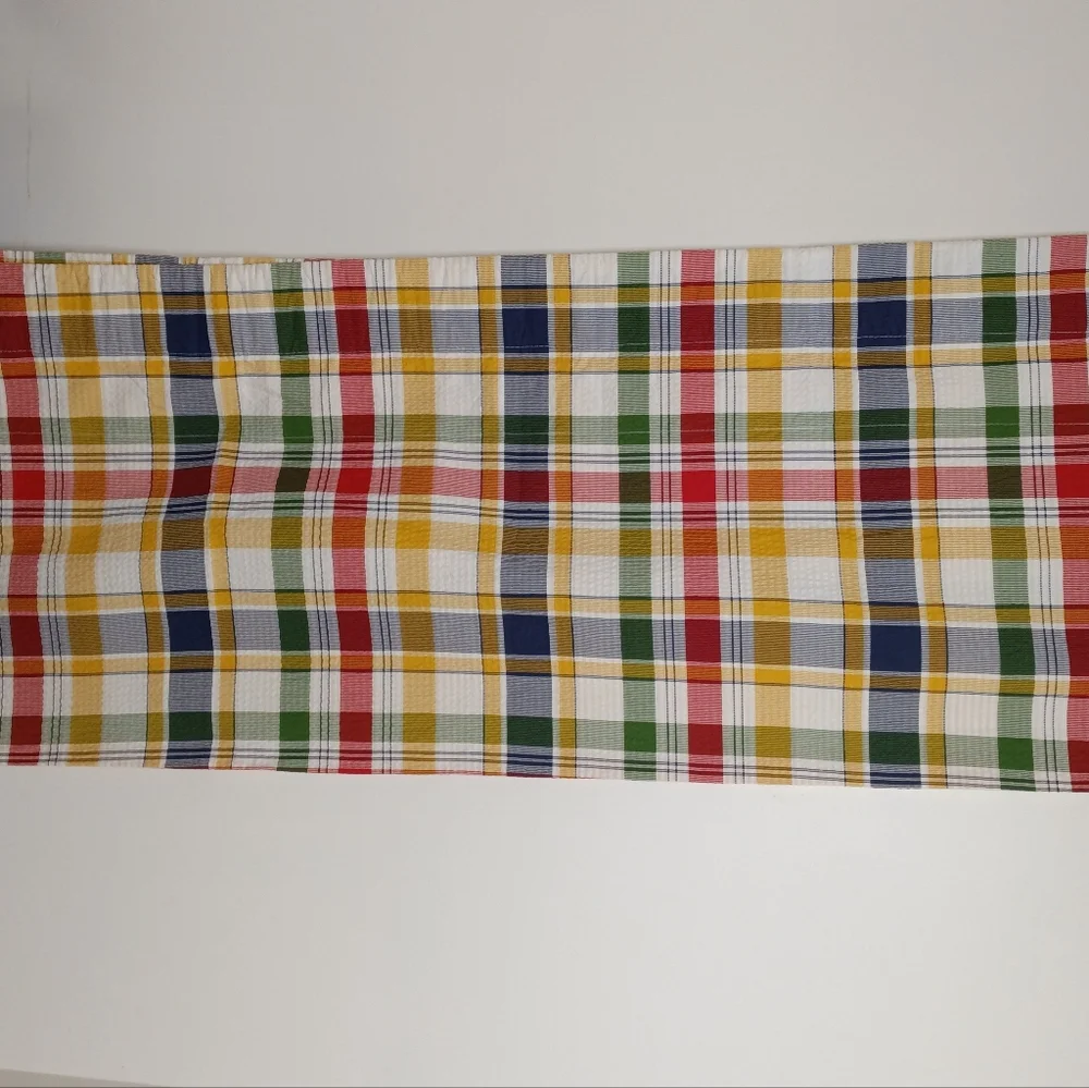 Vintage Croscill Seersucker Plaid Brights Window Valance Made In USA