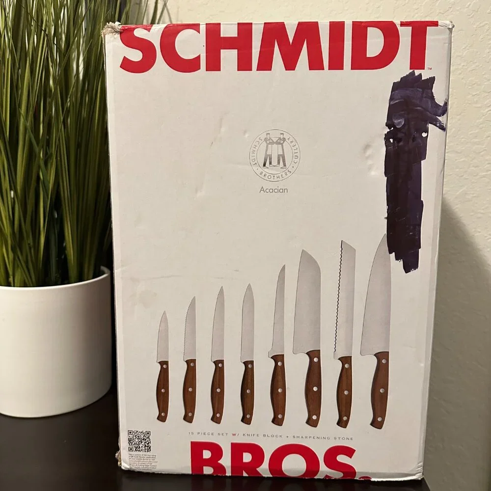 Schmidt Bros Acacian No. 3 Complete 15-Piece Knife Set w/ Magnetic Block & Box