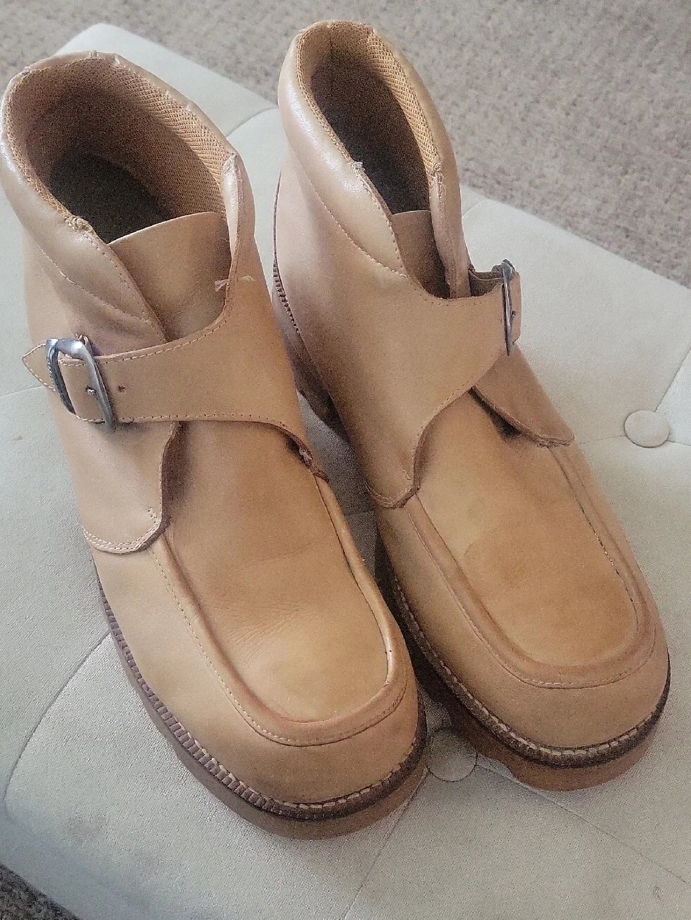 DURANGO LEATHER ANKLE BUCKLE BOOTS 11D TAN