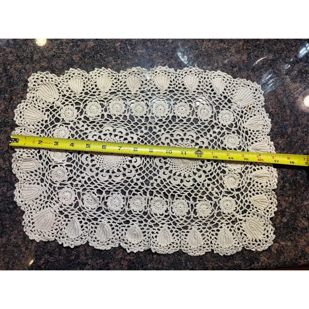Vintage Handmade Lace Doily Rectangle 17