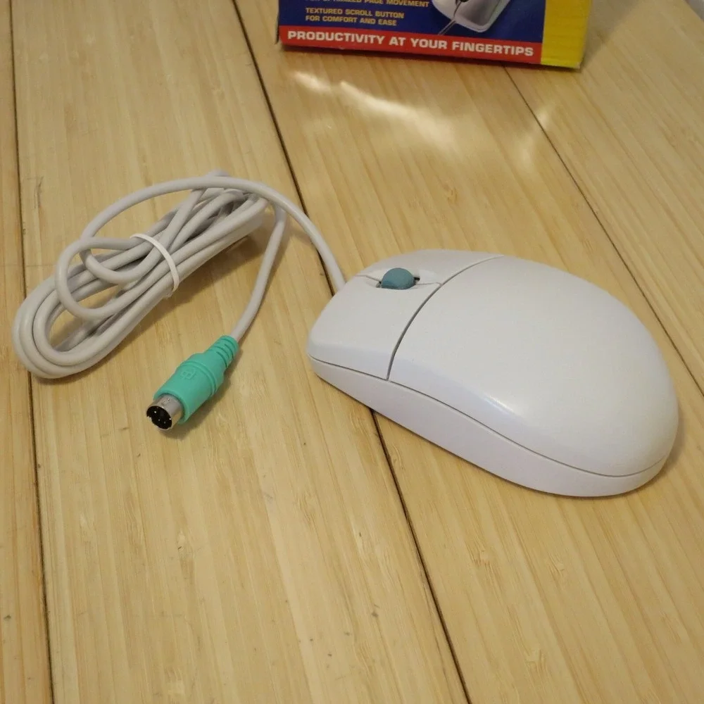 NOS Vintage Mitsumi PS2 Ball Mouse EW4ECM-S3101 2 Button with Scroll Wheel