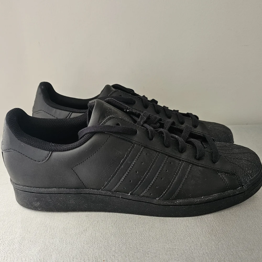 ADIDAS Superstar Mens All Black Sneakers Size 13