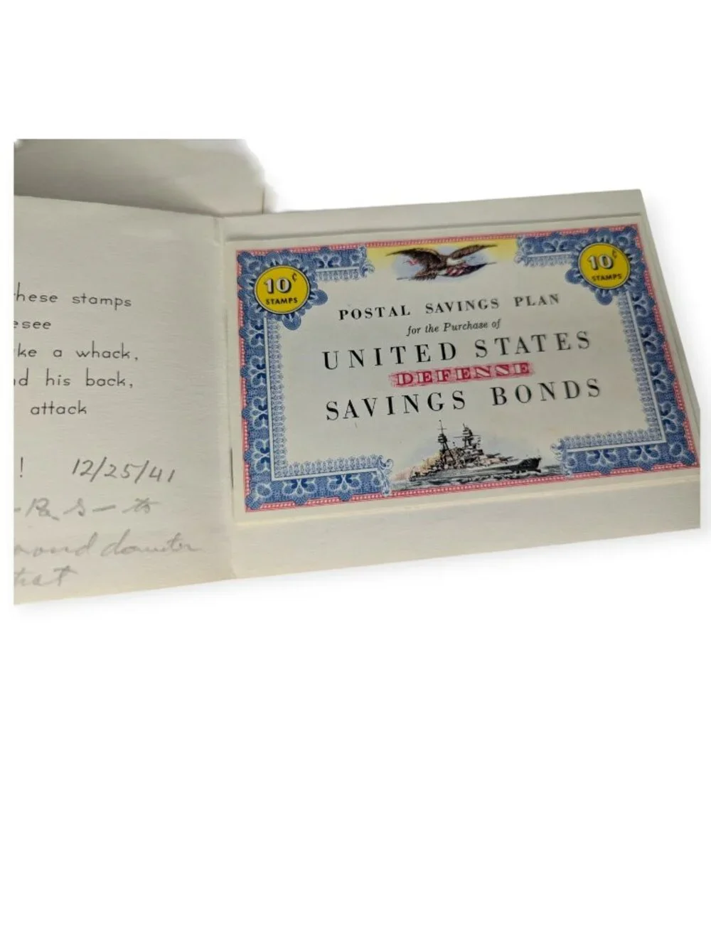 Vintage Uncle Sam Merry Christmas Greeting Card w/Saving Bonds Booklet 1941
