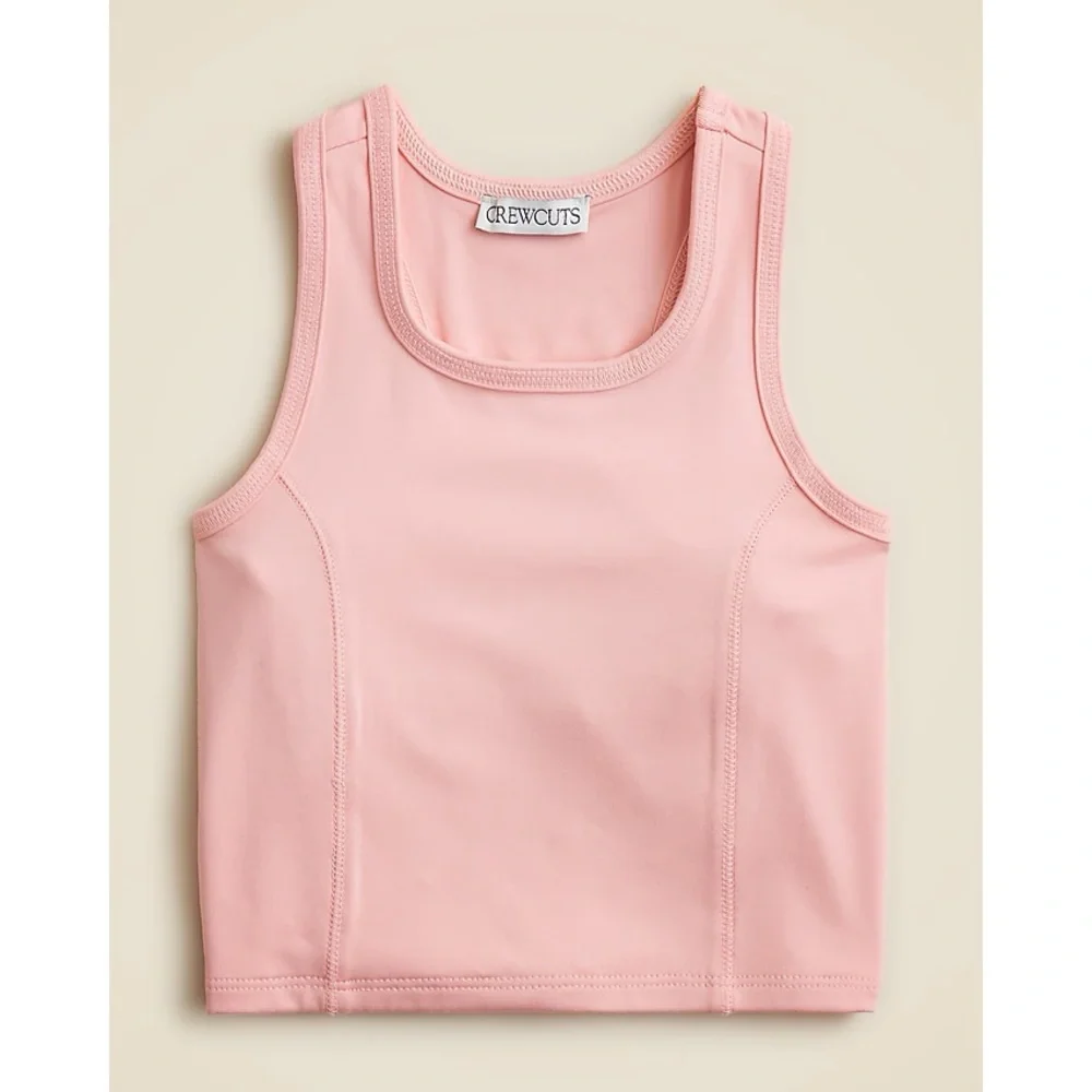 NWT J. Crew Crewcuts Girls' Seamed Tank Top Performance Jersey Pink