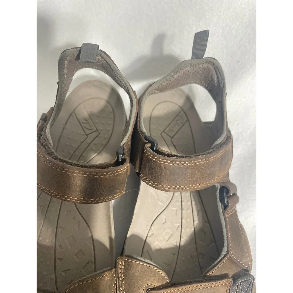Clarks Leather Sport Sandals Fisherman Men 12M Brown Adjustable Straps 63581