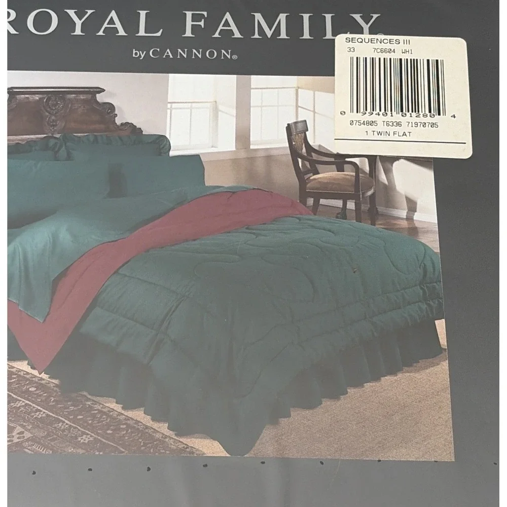 Vintage Royal Family By Cannon Sequences II Twin size Flat Sheet White NEW