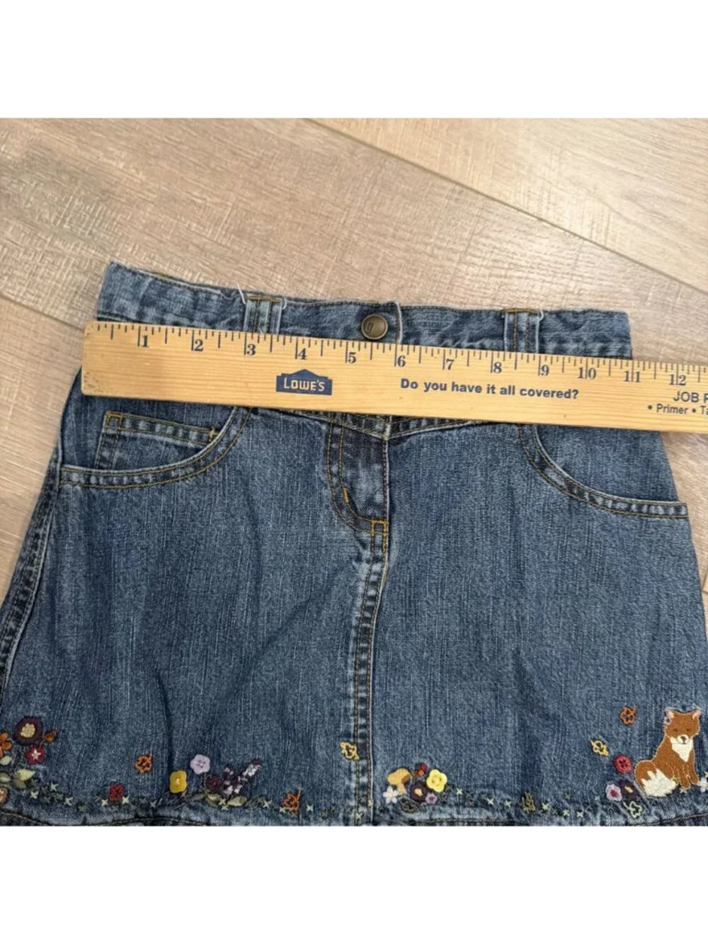 GYMBOREE GIRLS SIZE 8 DENIM SKIRT FLORAL FOX