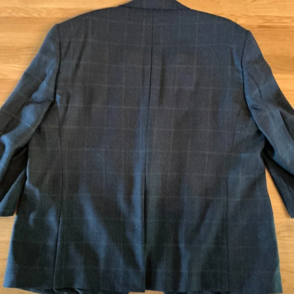 Lauren Ralph Lauren 52 Navy Plaid Wool Blazer Mens XL Sport Coat 22.5
