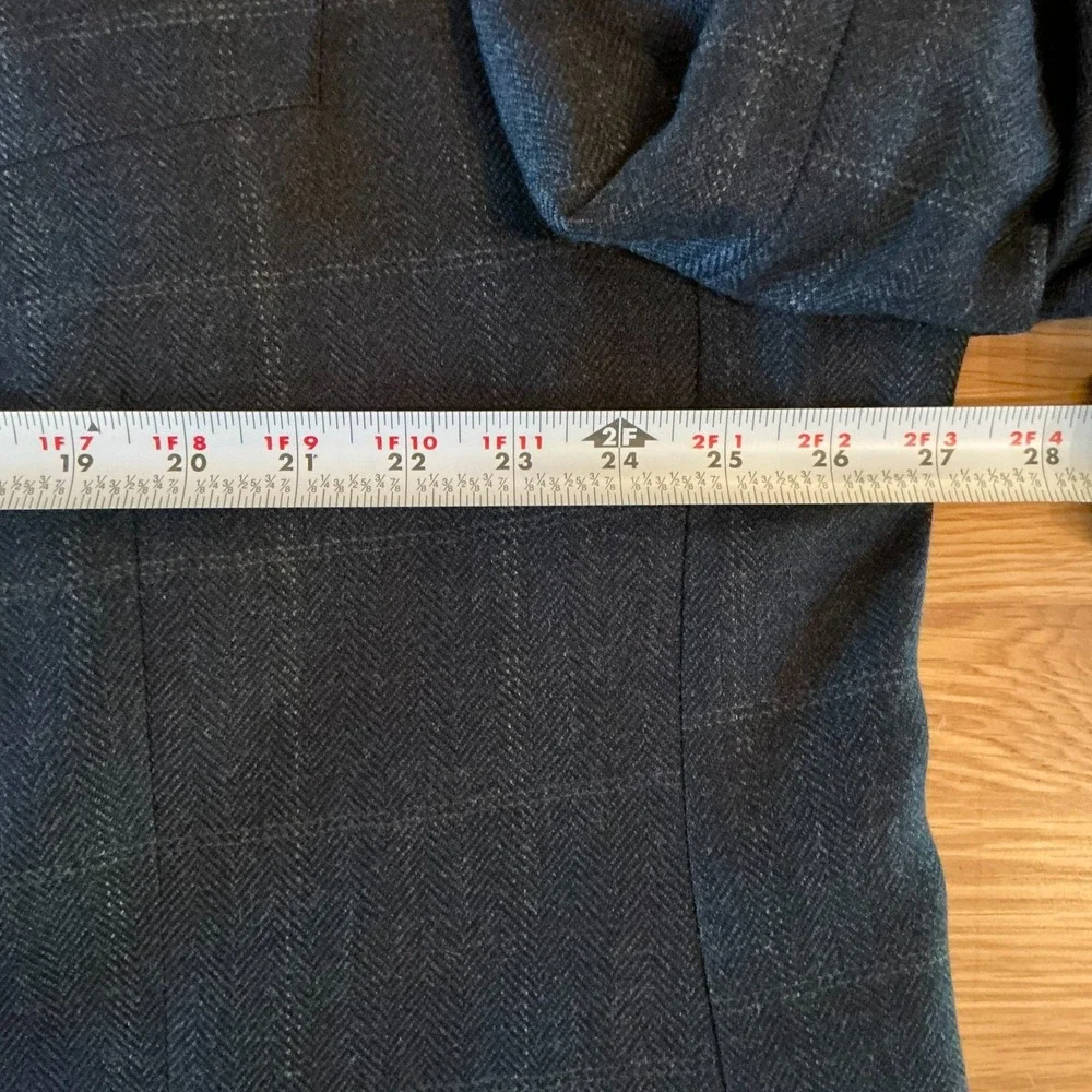 Lauren Ralph Lauren 52 Navy Plaid Wool Blazer Mens XL Sport Coat 22.5