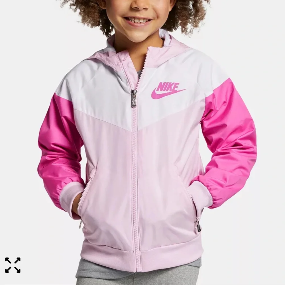 Nike Girls Windreaker Water-Resistant Colorblock Jacket in Pink - 2T