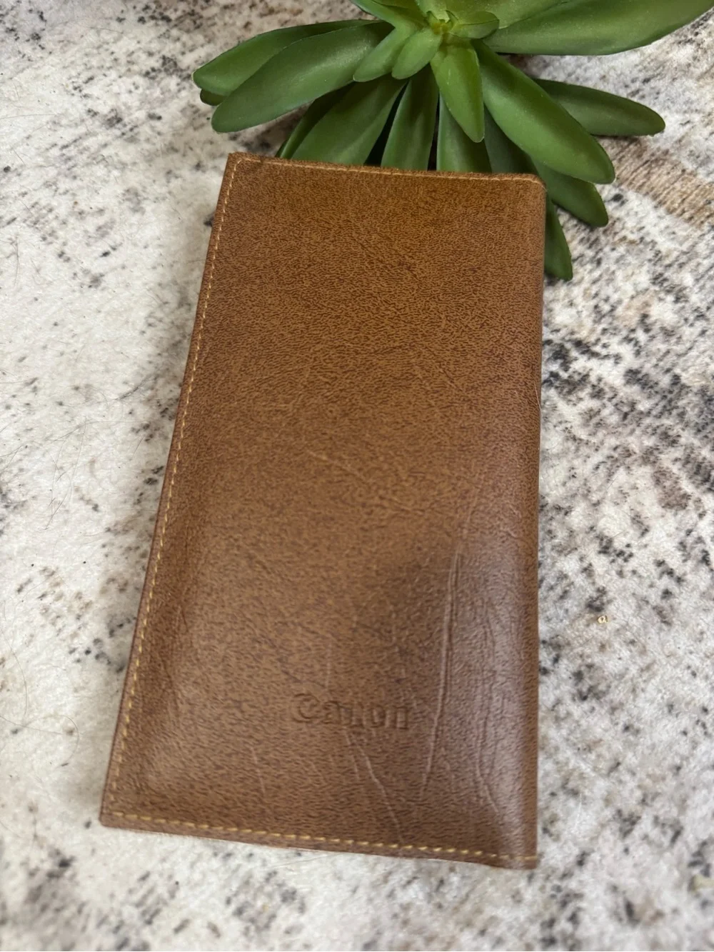 Vintage Canon Money Manager Checkbook Organizer in Brown and Gold