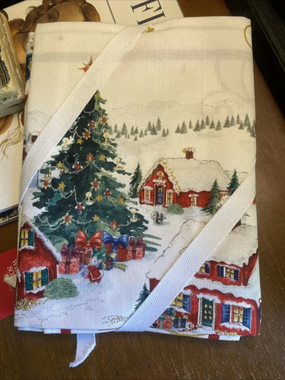 WILLIAMS SONOMA Twas the Night Village Tea Towels-Set of 2-NEW
