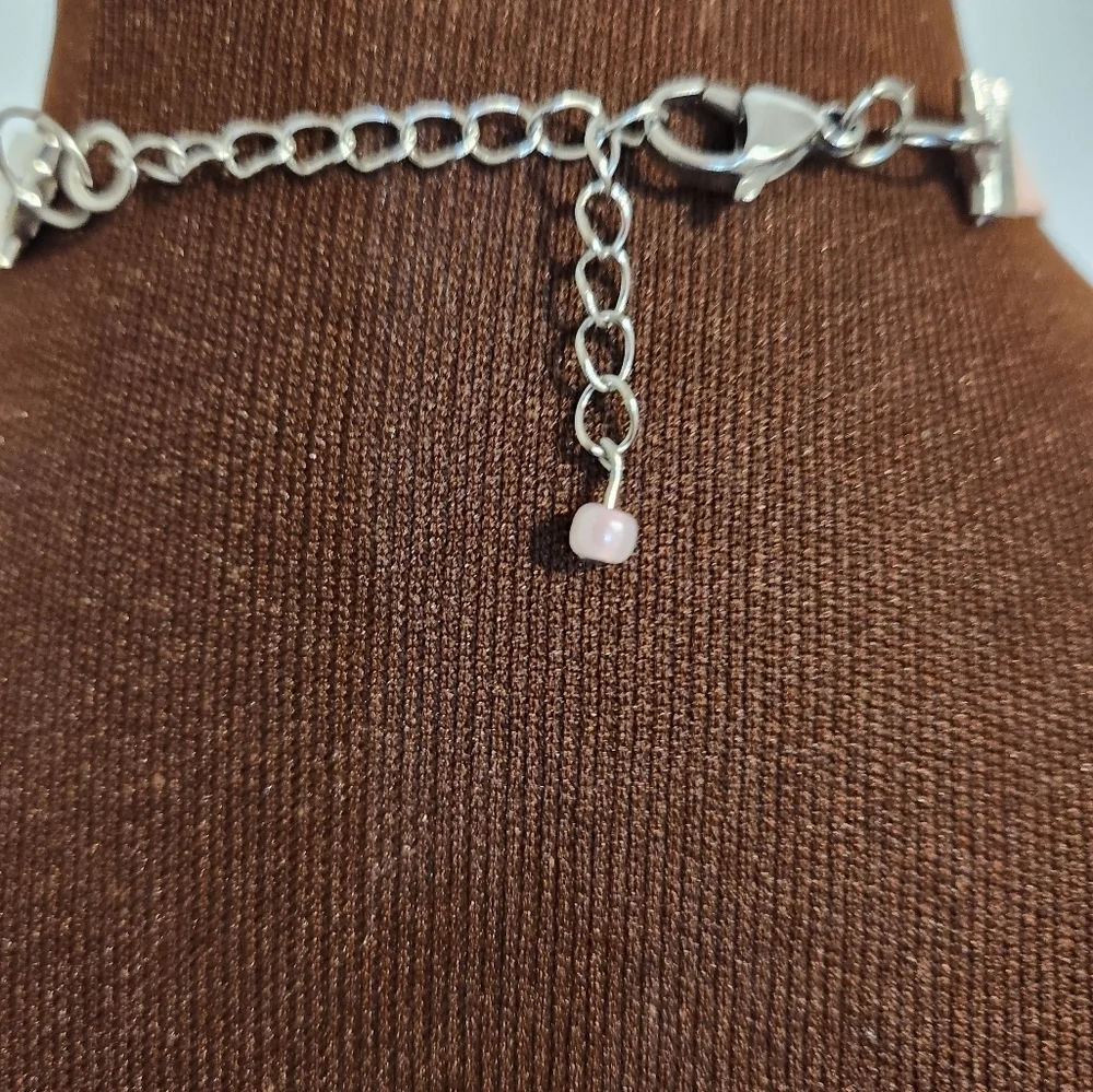Hand Crafted Flower Choker Necklace Floral Choker Dark Pink Light Pink
