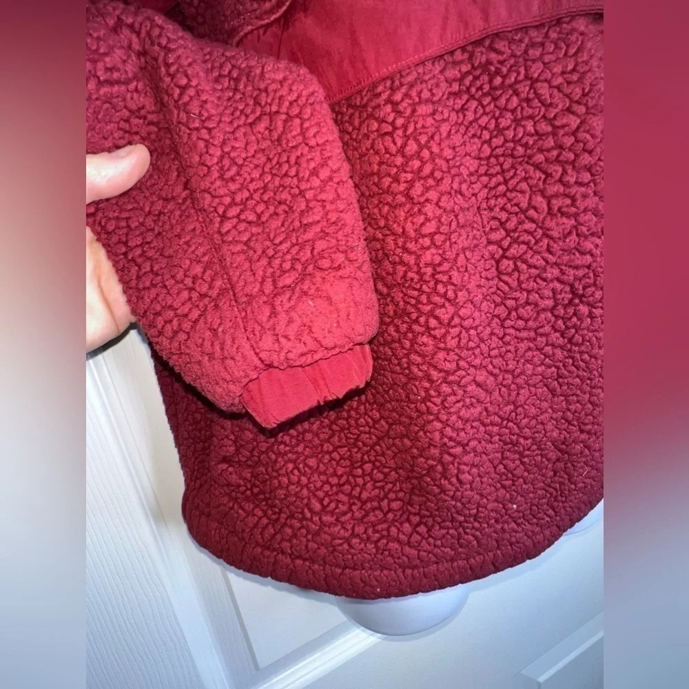 Victoria Secret PINK X Small Red Teddy Half Zip Oversized Sweater Jacket Xs