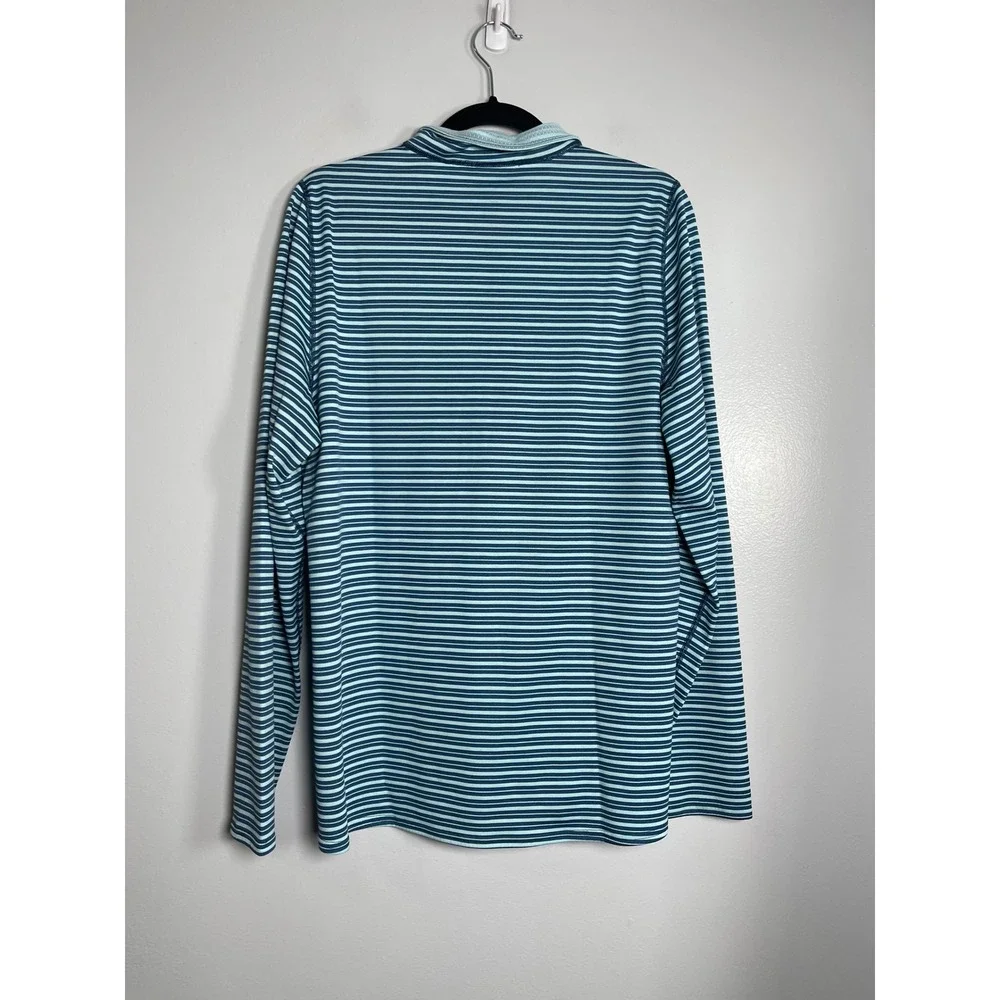 PATAGONIA Capilene 3 Midweight Quarter Zip Pullover Large Blue Striped‎ Gorpcore