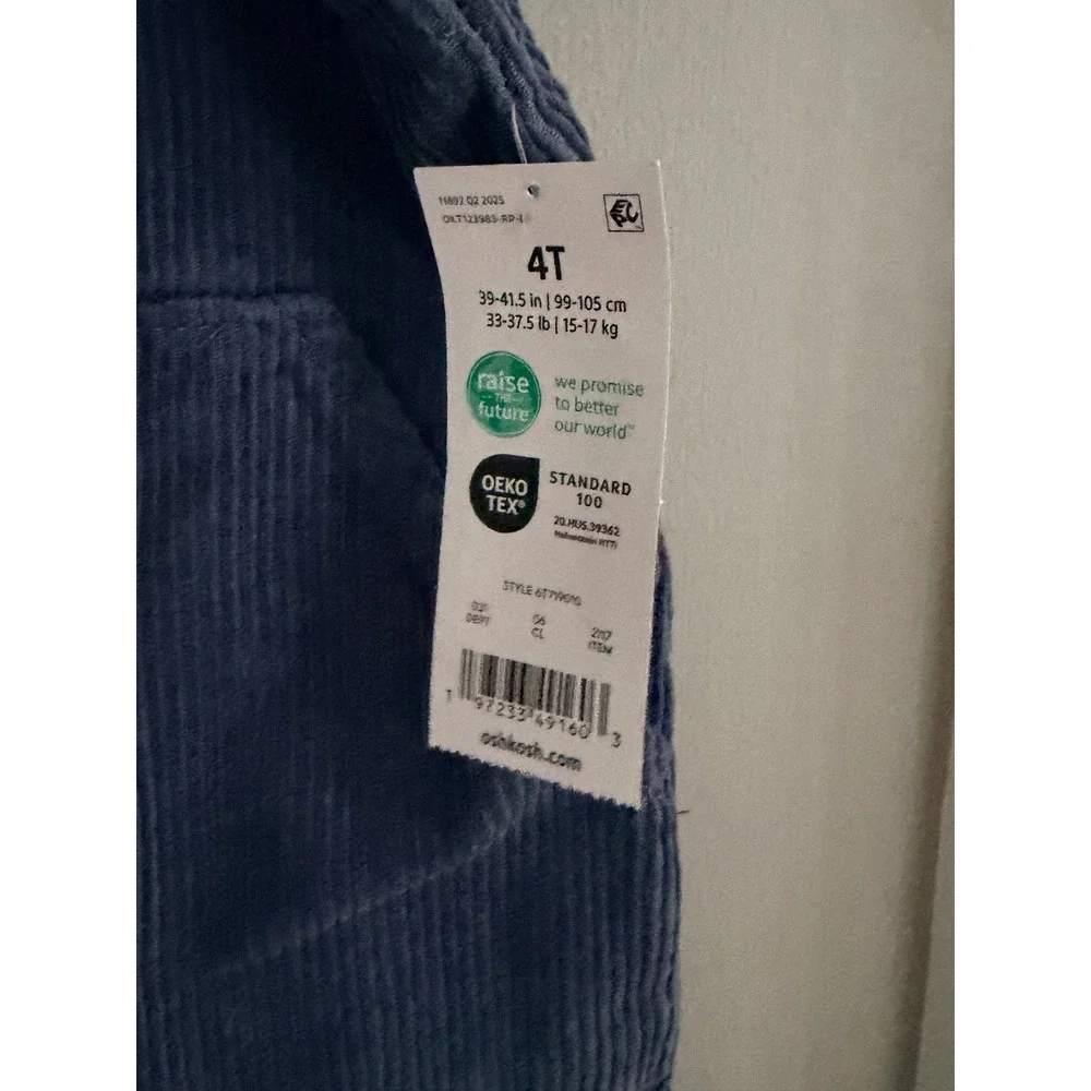 OshKosh Girls Corduroy Pinafore‎ Dress Blue Jumper Overall NWT Size 4T