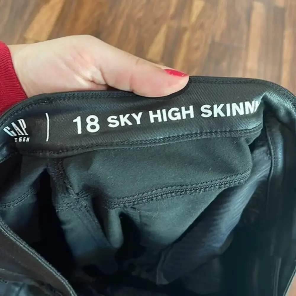 Gap Teen Sky High Skinny Coated‎ Black Stretch Jeans