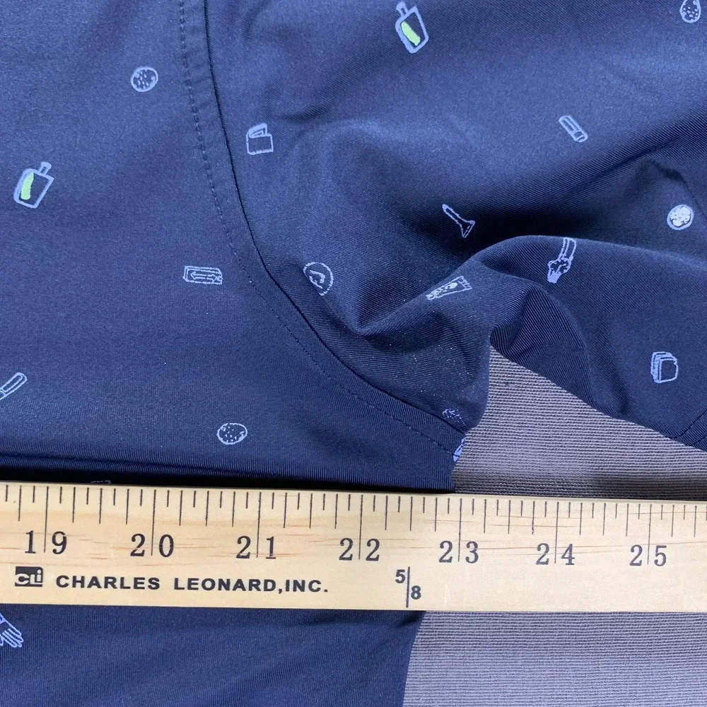 FootJoy Polo Shirt Mens Medium Blue Golf Icon AOP Allover Print Stretch CLC Logo
