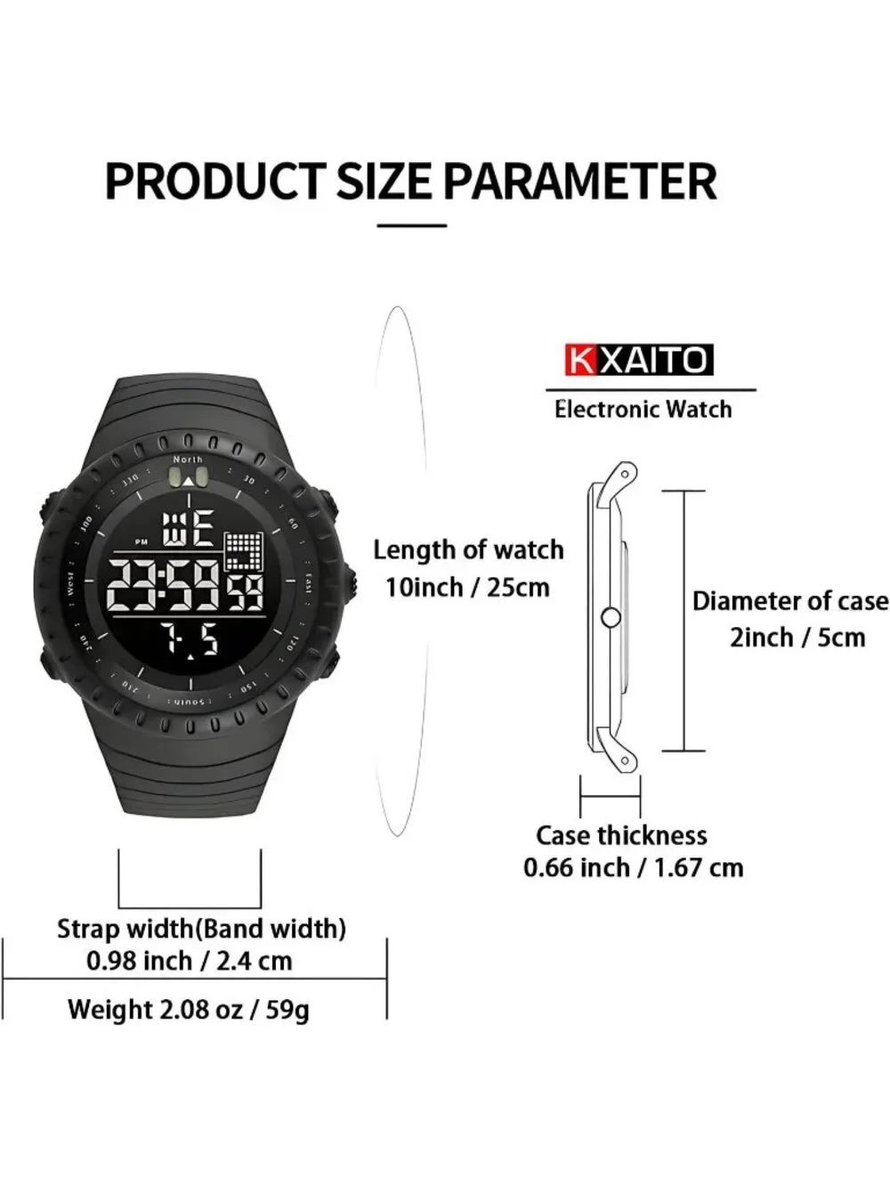 Men's Orange And White Analog Sports Outdoor Waterproof Military Digital Watch